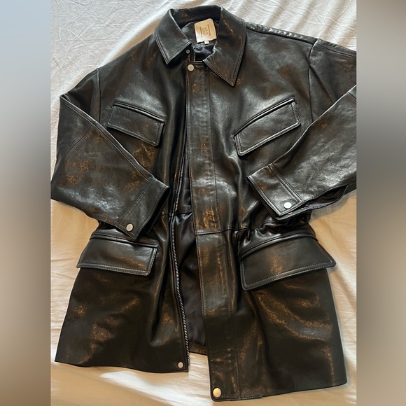 The Peplum Leather Moto Jacket in Black - Picture 4 of 6